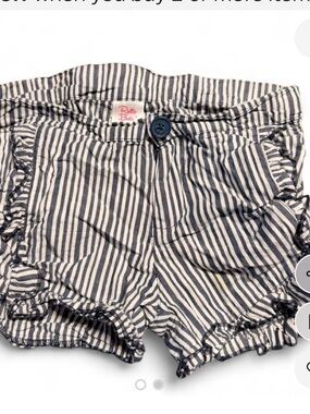 Ruffle Butts Navy & White Striped Ruffle-Trim High Waist Shorts